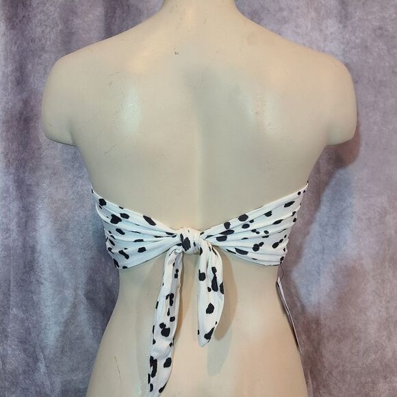 Top Shop Black & White Bandeau Top - Picture 3 of 5